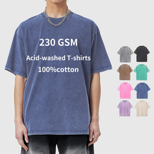 Wholesale 230GSM Blank 100% Cotton T-<b>shirts</b> Batik Short-sleeved Vintage t <b>Shirt</b> Oversized <b>Men's</b> Acid Washed T-<b>shirt</b> - Product Image 4