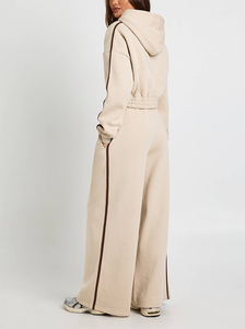 Nuevo Conjunto Deportivo de Felpa Francesa con Cremallera, Sudadera Corta y Pantalones Deportivos de Pierna Recta con Franja Lateral en Contraste - Product Image 2