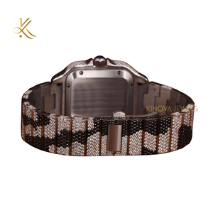 Montre de luxe en moissanite, cadran carré, bouton poussoir, fermoir caché, acier inoxydable, montre-bracelet tendance - Product Image 6