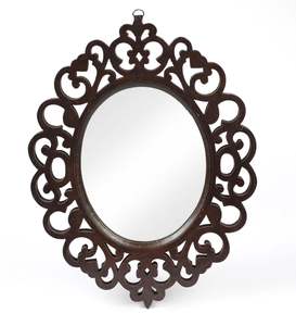Wall <b>Mirror</b> Wooden <b>Walnut</b> Color 18"x14" Pack of One Victorian Style Elegantly Hand Crafted Floral Carving <b>Mirror</b> for Home and - Product Image 2