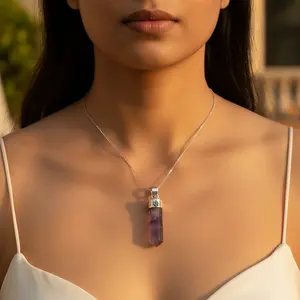 Women's 925 Silver <b>Amethyst</b> Point <b>Pendant</b> Elegant Crystal Jewelry with Dazzling Charm - Product Image 3