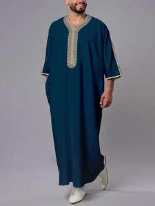 Thobe marocain haut de gamme avec broderie tenue islamique traditionnelle pour hommes - Product Image 2