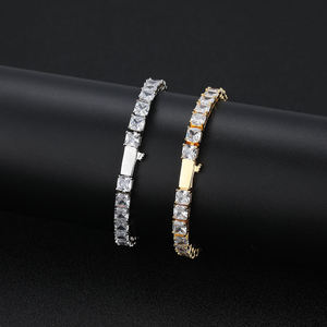 Bracelet à maillons de tennis en diamant moissanite de haute qualité Bracelet de tennis glacé plaqué or 18 carats \ argent Bracelet fin pour femme - Product Image 1