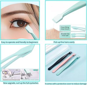 Ensemble de 3 outils d'applicateur de cils de bricolage en acier inoxydable pince à épiler pour extensions de cils inférieurs toilettage des sourcils - Product Image 4