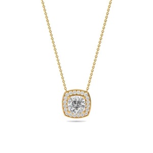 Colgante con halo único de diamante talla cojín de 0.50 ct, diamante cultivado en laboratorio en platino, para regalo de aniversario nupcial - Product Image 2