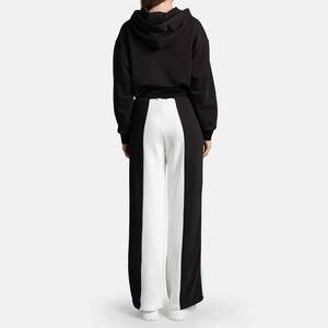 Conjunto de chándal de invierno personalizado para mujer 100% algodón pesado transpirable bloque de Color cuello redondo chándal 2 en 1 Cierre deportivo - Product Image 2