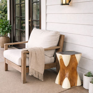 Tabouret en bois de suar unique moderne, table d'appoint en bois massif naturel, table d'appoint torsadée sculptée à la main pour salon de luxe, meubles d'hôtel - Product Image 4