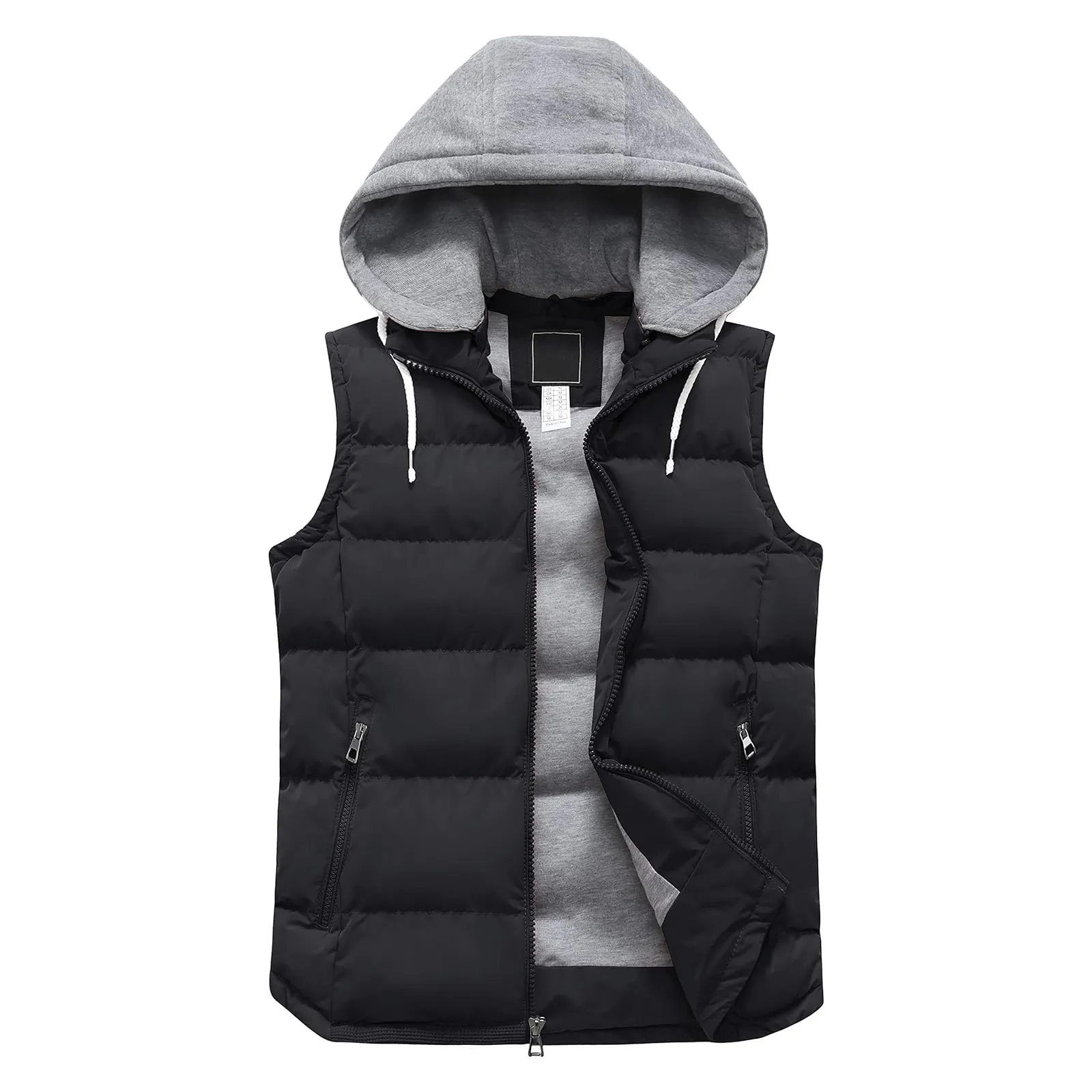 Men's Hooded vests city style comfort Puffer Vest with Hoodie Outdoor Winter down vest for men warm fleece inner