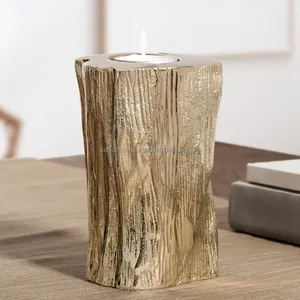 Portavelas de Madera con Forma de Columna, Decoración para el Hogar, Acabado con Textura Natural - Product Image 4