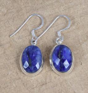 Boucles d'oreilles en argent sterling saphir bleu, pierre de naissance de septembre, bijoux en pierres précieuses faits à la main, cadeau pour femmes - Product Image 1