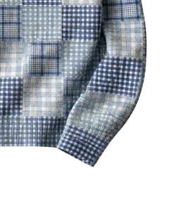 Pull en maille à col montant pour homme, personnalisé par le fabricant, bleu à carreaux, tissu texturé, chaud, décontracté, pour l'hiver, OEM personnalisé - Product Image 6