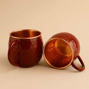 แก้วมัคทองแดงสไตล์โบราณที่มีการขัดเงาภายในทำด้วยมือภายนอกและผิวแบบชนบทสำหรับติดตั้งในบาร์แบบดั้งเดิม - Product Image 3