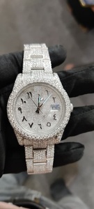 Reloj personalizado de acero inoxidable con esfera de 41mm para hombre, reloj automático con pavé completo, indicador de fecha, moissanita iculada de lujo, Hip Hop, 20mm - Product Image 6