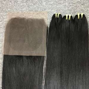 Extensions de cheveux Remy lisses à double tirage en gros et perruques HD perruque à fermeture à lacet nœuds pour vendeurs de perruques à fermeture à lacet suisse - Product Image 4