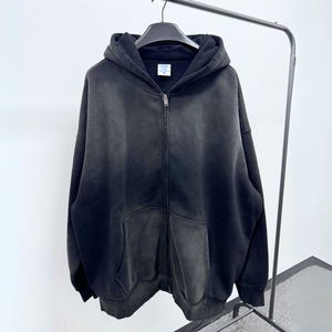 Men Zip Up Hoodie Heavyweight <b>Grey</b> Fleece Hooded <b>Sweatshirt</b> with Full Zipper, Front Pocket and Custom Printing Options - Product Image 3