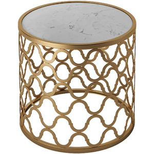 <b>Set</b> of 2 Gold Color Metal Frame & Black Marble Top Coffee <b>Side</b> <b>Table</b> Modern Design for Your Living Room or Lounge Space - Product Image 6