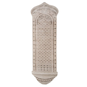 Tapis Khidki beige brun noué à la main en laine et soie de bambou, motif géométrique, épaisseur 10 mm, pour salle de prière, couloir, chambre - Modèle (13021) - Product Image 1