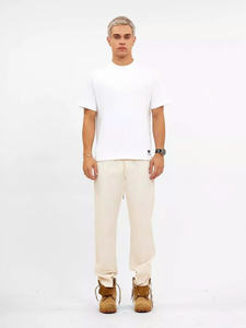 Pantalon ample pour homme, tissu kaki en coton, pantalon large unisexe, taille élastique, style coréen - Product Image 3