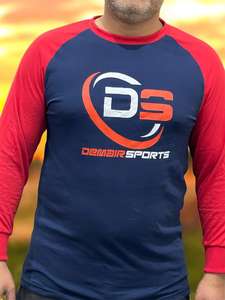 Camiseta deportiva Rad para hombre con mangas raglán Crew Sólido Azul marino Manga larga 2017% Algodón Impresión digital Ajuste regular - Product Image 2