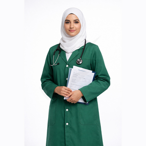 Blouse de laboratoire médicale verte personnalisée pour médecins et infirmières, en polycoton, manches longues, vêtements de travail médicaux - Product Image 1