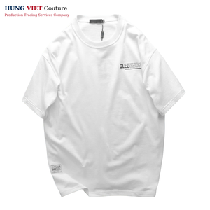 T-shirt en tricot extensible dans les 4 sens unisexe respirant et confortable avec un motif solide imprimé en soie pour l'été-Fabriqué au Vietnam - Product Image 3