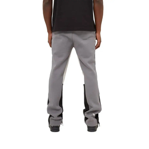 New High Quality Customized <b>Men's</b> Casual Flare Sweatpants Mid 100% Cotton <b>Drawstring</b> Closure Custom Logo Patchwork Design Jogger - Product Image 5