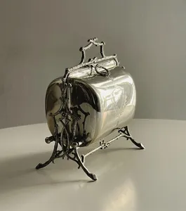 Caja calentadora de bollos de galletas chapados en plata victoriana, servidor plegable de patente de Fenton Brothers Staniforths inglés antiguo - Product Image 2