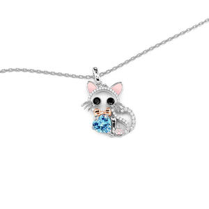 Collier personnalisé Jeulia Hug Me avec pendentif chat creux et cristal de pierre de naissance - Product Image 2