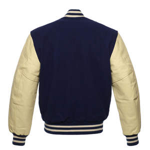 Blouson aviateur universitaire en laine à manches en cuir de luxe personnalisé pour hommes avec poignets en tricot rayés CollegeBaseballjacket pour hommes - Product Image 3