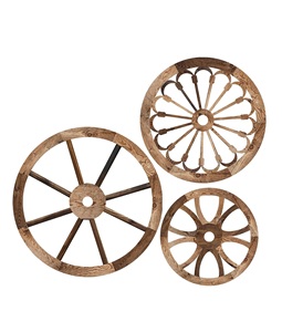 <b>3</b> <b>Piece</b> Wooden Wagon Wheel <b>Wall</b> Decor 12/10/8 Inch Old West Wagon Wheel <b>Wall</b> <b>Art</b> Farmhouse Rustic Yard Decor Wood - Product Image 1