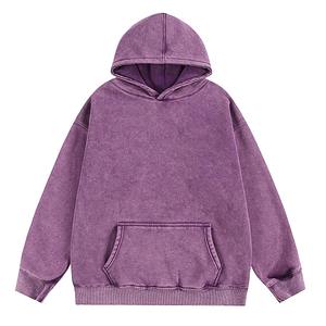 Fabrication OEM – Nouveaux sweats à capuche d'hiver en denim uni sans cordon, coupe ample, 300 GSM, en coton, coupe classique - Product Image 5