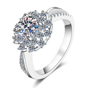 Unisex 14K White Gold Silver Plated Certified IGI Lab Created Filled Diamond Brilliant Cut Ethnic Style Wedding Engagement <b>Ring</b> - Product Image 2