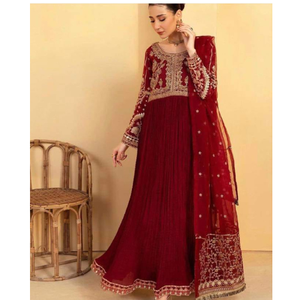 Women's Modest Fancy Afgani Model <b>Wedding</b> <b>Dress</b> with <b>Long</b> <b>Sleeves</b> Plain Dyed Lace Decoration Casual Style on Sale - Product Image 2