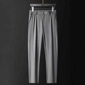 Pantalon d'affaires en soie glacée pour homme, élastique et respirant, couleur unie, pantalon d'été pour jeunes hommes - Product Image 4