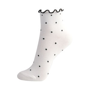 Women <b>Eco</b>-Friendly Cotton Ankle Socks-Polka <b>Dots</b> Pattern Pastel Color Ruffle Design Korean Daily Socks-Kikiya - Product Image 2
