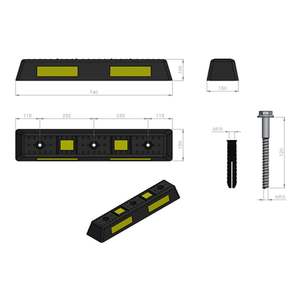 Borne de stationnement en caoutchouc pour trottoirs, 74x15x10cm - Product Image 6