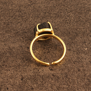 Anillo de turmalina natural y redonda para mujer, sortija de turmalina negra natural hecha a mano con piedra de nacimiento, enchapado en oro, ajuste llamativo - Product Image 5