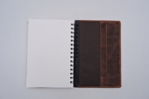 Thịnh Vượng trong tương lai xoắn ốc ràng buộc máy tính xách tay logo dập nổi nhật ký da nâu tùy chỉnh viết kế hoạch với bên trong khe cắm thẻ - Product Image 6