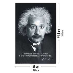 Affiche design moderne Albert Einstein « Je n'ai aucun talent spécial… » en toile avec cadre noir pour décoration murale - Product Image 3