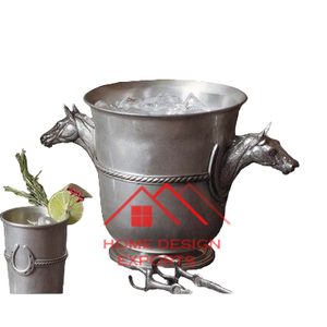 Poignée Vente Chaude En Laiton Antique Fini Boisson Refroidisseur De Vin avec Stands Dernière Conception Décoratif Seau À Vin Avec Cuir - Product Image 3