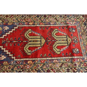Alfombra de lana verde roja Oriental, 4x5,9 pies, tejido plano de retazos de área grande turco Vintage para decoraciones para sala de estar, respaldo de látex - Product Image 5