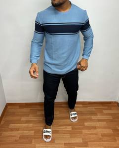 T-shirt de gymnastique 100% coton imprimé personnalisé pour hommes coupe ajustée à manches longues dans un style uni - Product Image 4