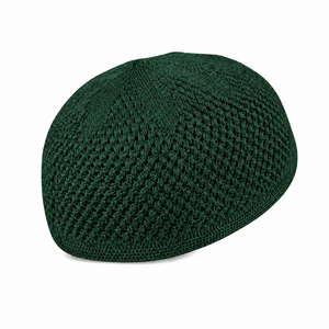 Bonnet de prière Kufi en tricot vert pour hommes – Respirant, léger, polyvalent pour le quotidien - Product Image 3