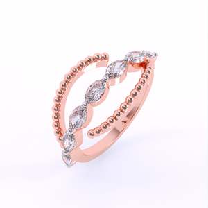 Délicat dualité Double rangée de diamants cultivés en laboratoire Bagues de bague Deux bagues incrustées de diamants Anneaux entrelacés Bijoux fins élégants - Product Image 4