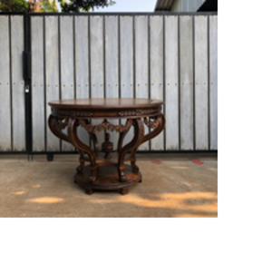 Table d'entrée circulaire en teck massif, console d'entrée, table de salon, armoire d'entrée rétro - Product Image 6
