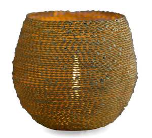 Bougeoir votif en fil métallique pour la décoration de maison et de mariage Support votif de forme ronde argenté brillant fait à la main - Product Image 2