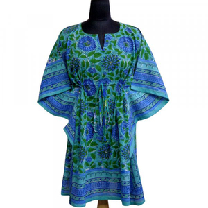 Indian Manufacturer Modern <b>Kaftan</b> Free Size Pure Cotton Hand Block Printed Fashionable Beach <b>Kaftans</b> for Sale at Cheap Price - Product Image 1