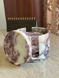 Ensemble de 6 sous-verres en marbre Calacatta, sous-verres en pierre naturelle faits à la main pour la décoration de la maison et de la table - Product Image 2