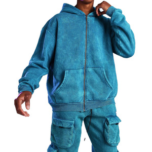 Vente en gros OEM personnalisé dernier modèle 100% coton ensemble de survêtements pour hommes tendance survêtement zip délavé à l'acide - Product Image 3