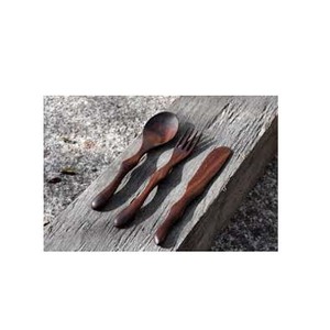 Convenient Quality Indian Manufacturer Sale Simple Style Wooden <b>Cutlery</b> Flatware <b>Set</b> Brown Color Irregular Design handle - Product Image 1